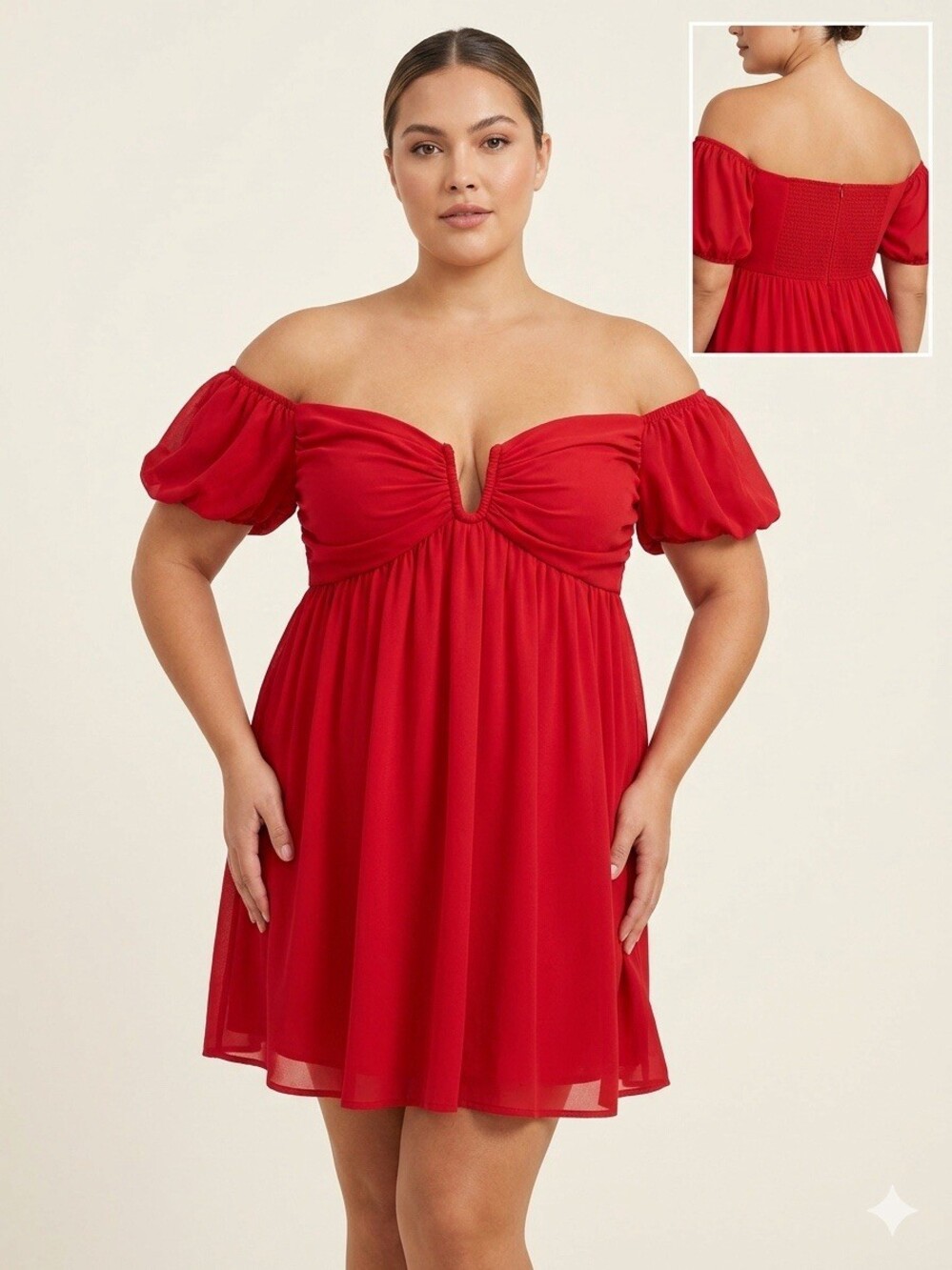 Francesca’s Miami Women's Red Chiffon Off Shoulder Lined Mini Dress XL